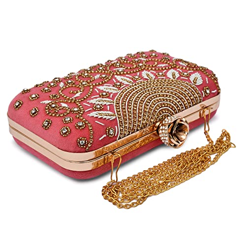 For The Beautiful You Baby pink Rose Neck Women's Clutch
