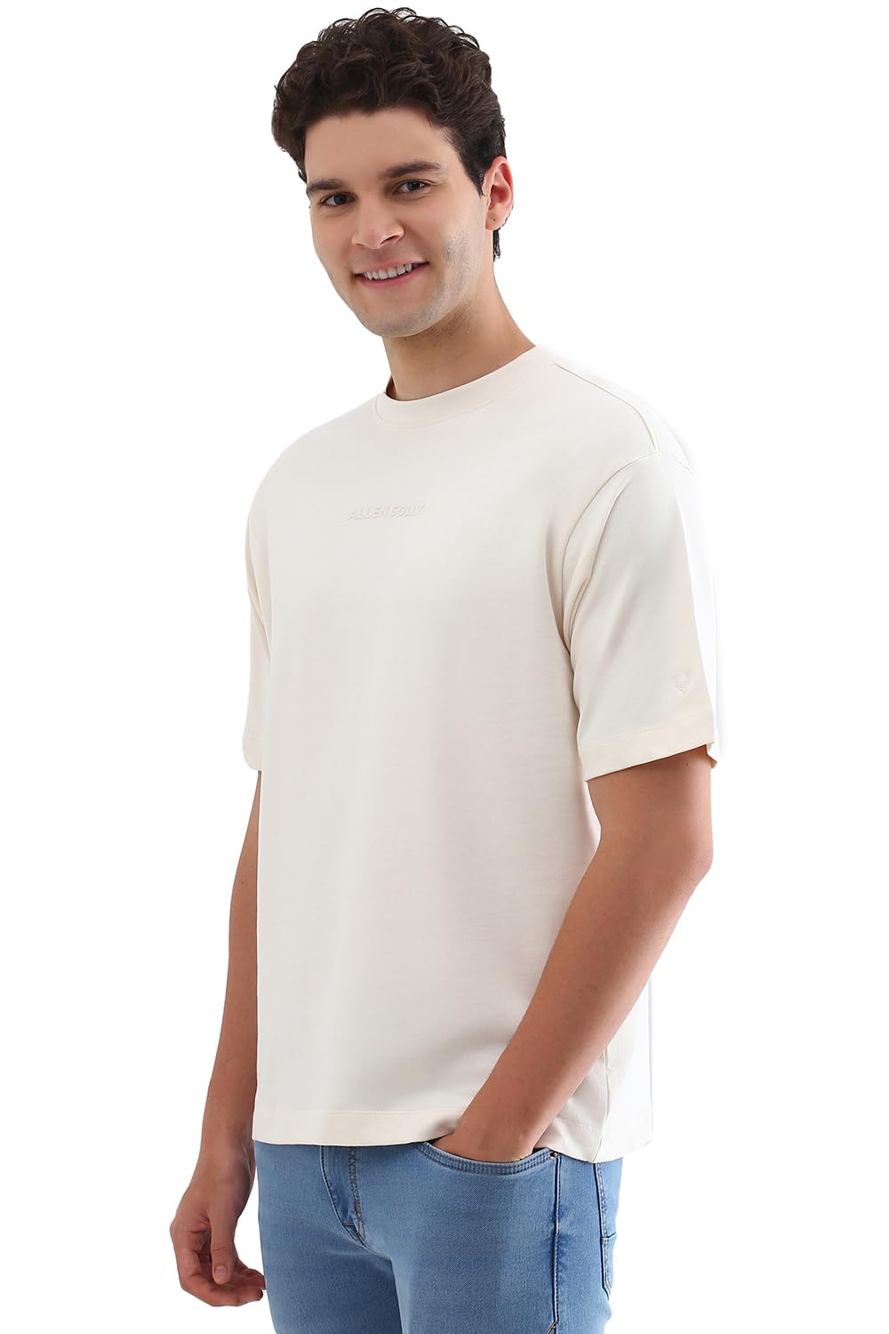 Allen Solly Men Beige Graphic Print Crew Neck Graphic T-Shirts