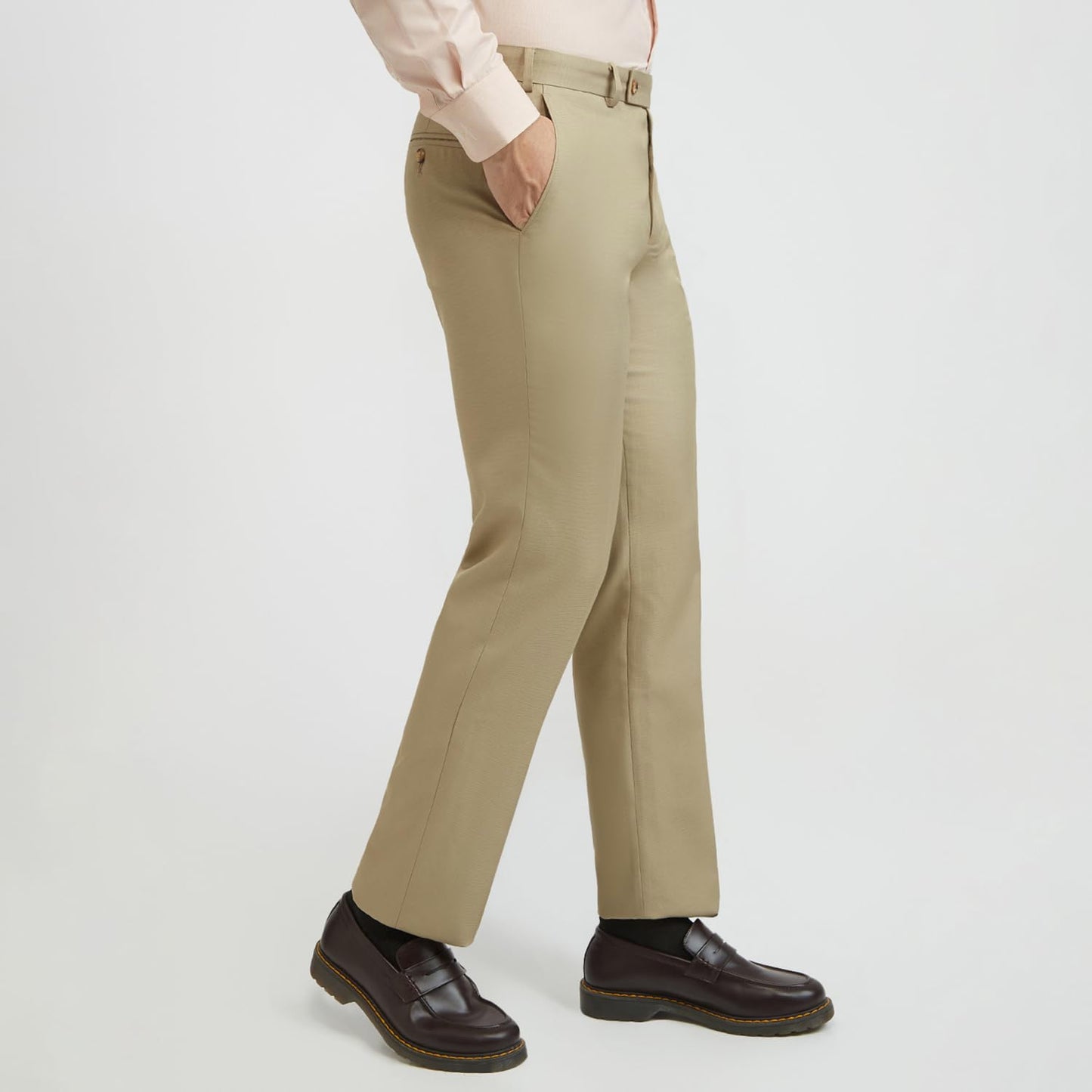 Park Avenue Men's Smart Fit Casual Trousers, Poly-Viscose Blend Structure Pattern, Flat Front, Modern City Casuals | Medium Fawn