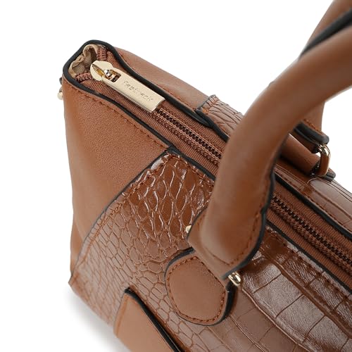 Fastrack Croco Textured Structured Satchel with Detachable Sling Strap for Women, Girls and Ladies