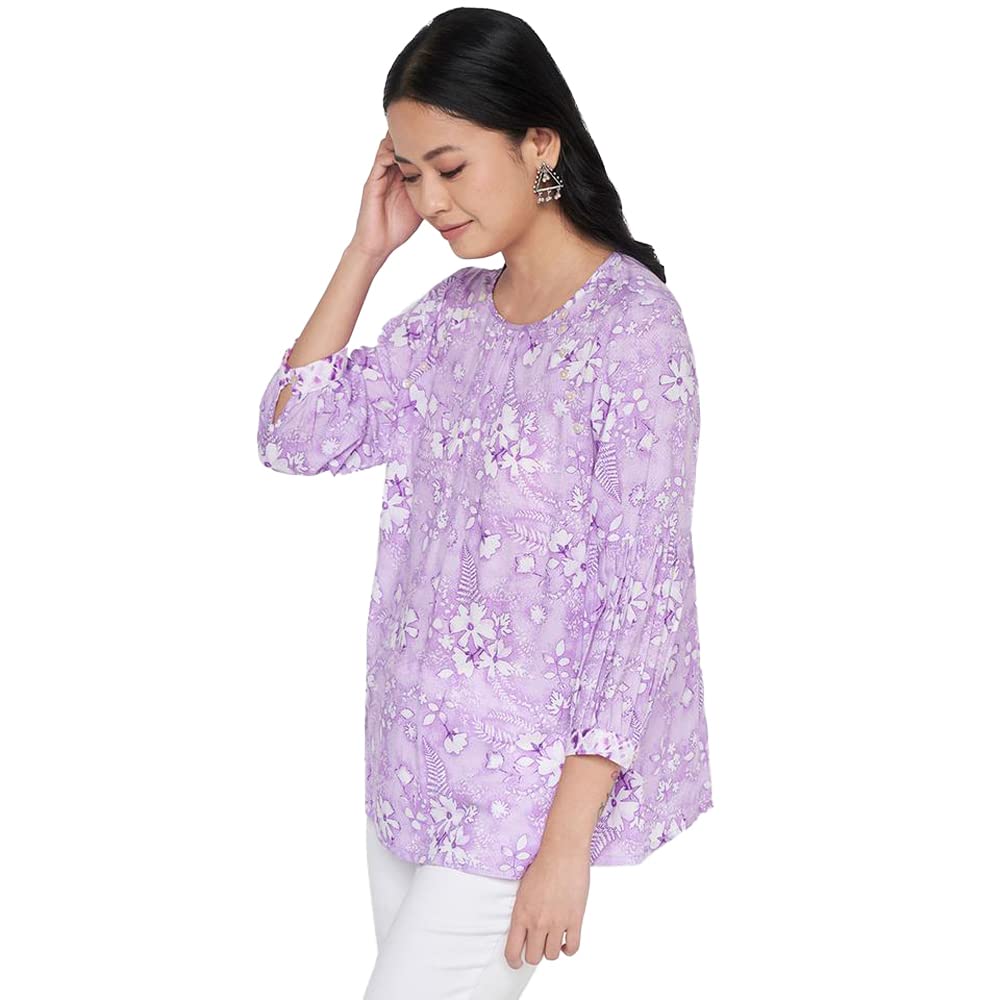 global desi Women's Regular T-Shirt (SS22GH116TPMD_Lilac XL)