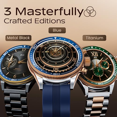 GOBOULT Newly Launched Saber Smart Watch 1.43'' AMOLED Display, BT Calling, Rotating Bezel, 200+Watchfaces, 700 Nits Brightness, AI Voice Assistant, SpO2 Monitoring, 120+ Sports Mode (Blue)