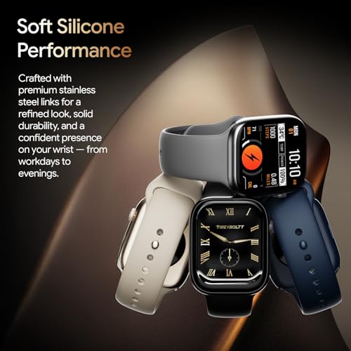 Fire-Boltt Ninja X Ring Smart Watch 1.96" Always On Display Bluetooth Calling, Voice Assistant, SpO2 & Heart Rate, 120+ Sports Modes, IP67 Waterproof Smartwatch for Men & Women - Silver Link