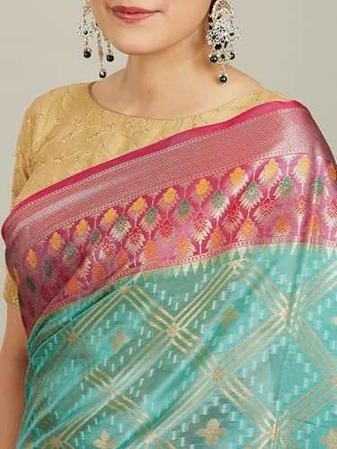 MOHEY Women's Art Silk Weave Saree(Light Blue)