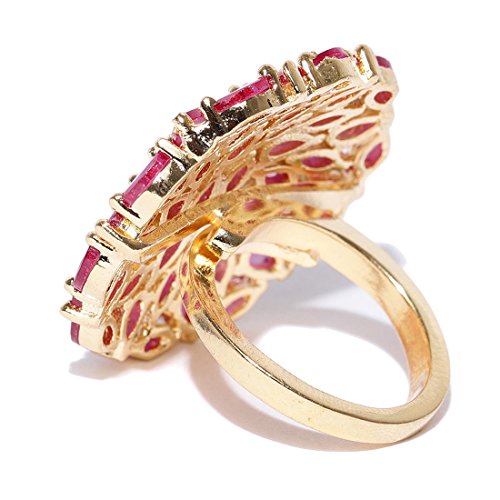 Jewels Galaxy Elegant Pink Meenakari Delicate Design Gold Plated Traditional Adjustable Ring Jewellery For Women & Girls (MYN-RNG-5707)
