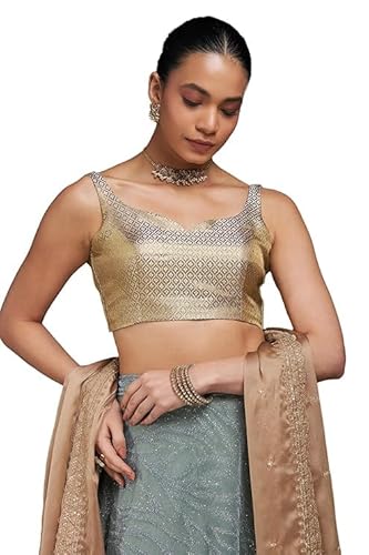 Soch Women Gold Tussar Zari Woven Blouse