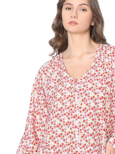 Vero Moda Women's Floral Regular Fit T-Shirt (10319744- Seacrest