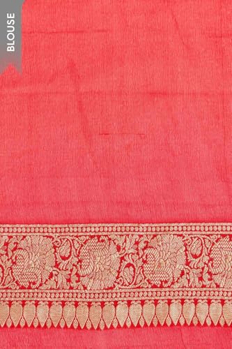 Taneira Women Red Pure Silk Georgette Cutwork Banaras Saree With Unstitched Blouse Piece (SAIP08AB6616-Red)
