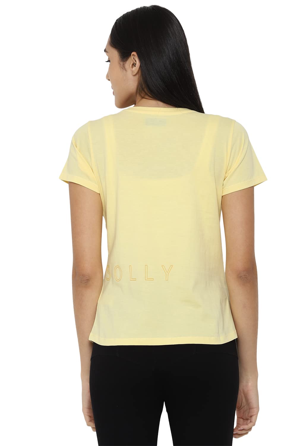 Allen Solly Women's Regular Fit T-Shirts (AHKCCRGF053833_Yellow