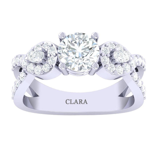 CLARA Made with Swiss Zirconia 925 Sterling Silver Round Solitaire Ring Gift for Women and Girls