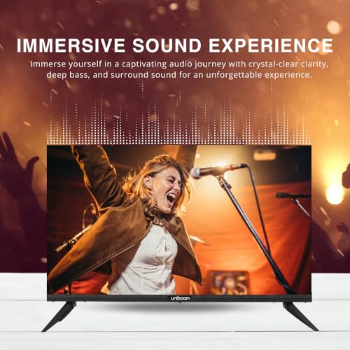 Uniboom_Optima Series 60 cm (24 Inch) HD Smart LED TV |Voice Control App, 30W Sonic Boom Speakers, 5000+ Free Movies, 500+ Apps, Mobile Remote & Screen Cast | Model 24S-ULT-AED