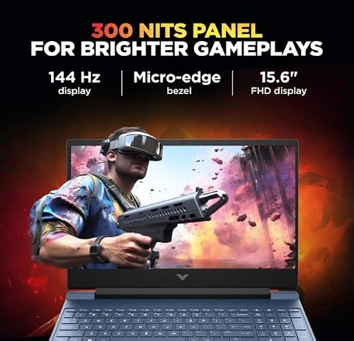 HP Victus 15 Gaming Laptop AMD Ryzen R7-7445HS,12 GB DDR 5 RAM (UPGRADABLE),512GB SSD,6 GB RTX 3050,Win11, M365* Office24,144Hz,300 NITS,15.6'',Blue,FB3359AX AI Gaming Laptop
