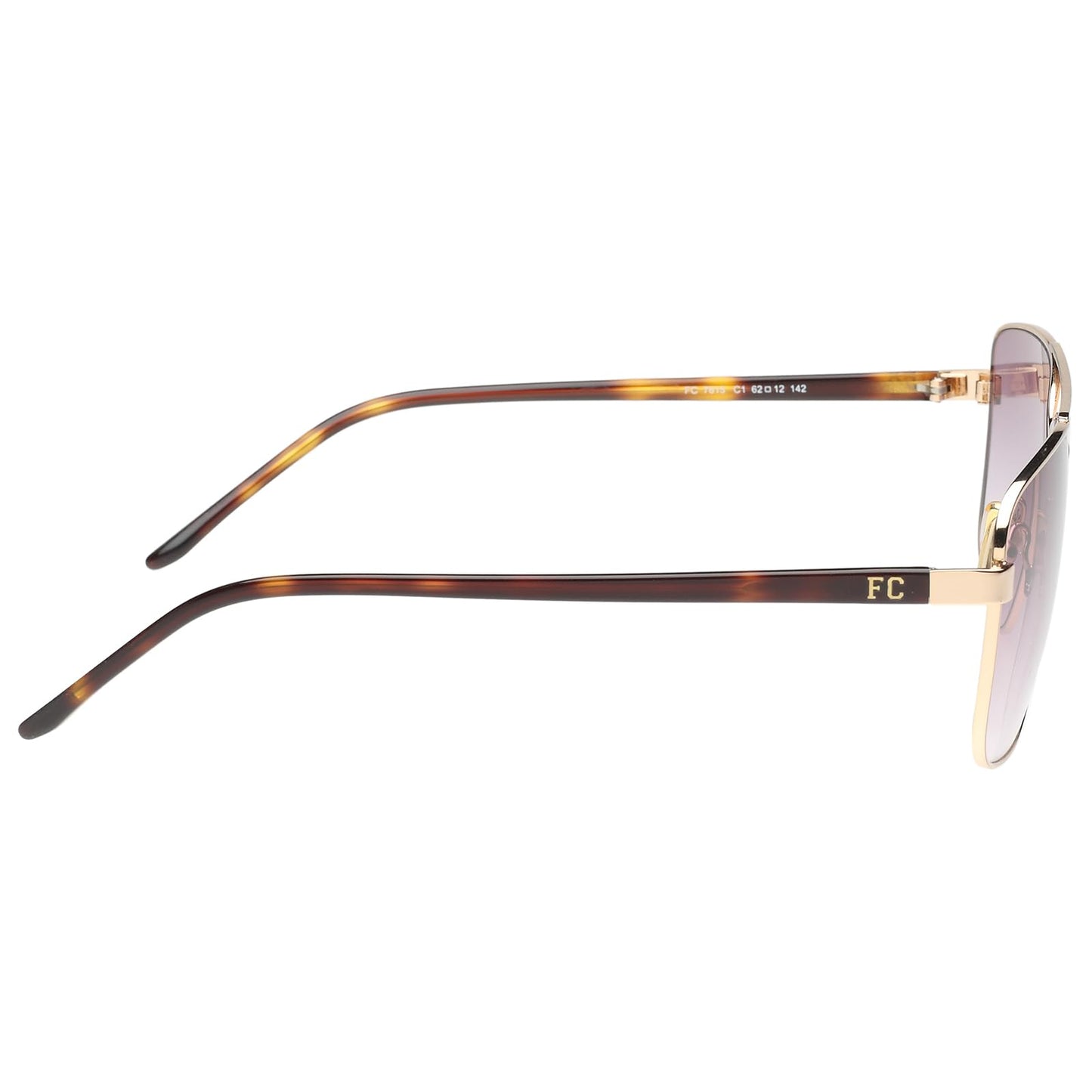 French Connection|Gold Full Frame Square Sunglasses|100% UV Protected (Uv 400) Brown Gradient Faded Lens|Men's|Large|FC 7615 C1 62 S