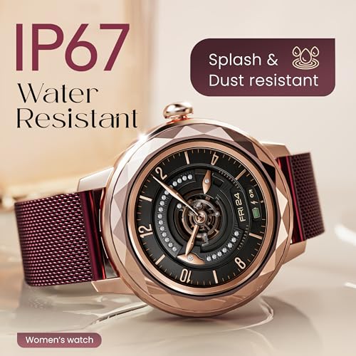 GOBOULT Newly Launched Alora Smart Watch 1.19'' AMOLED Display, BT Calling, Rotating Bezel, 150+Watchfaces, 800 Nits Brightness, AI Voice Assistant, SpO2 Monitoring, 120+ Sports Mode (Red Wine)