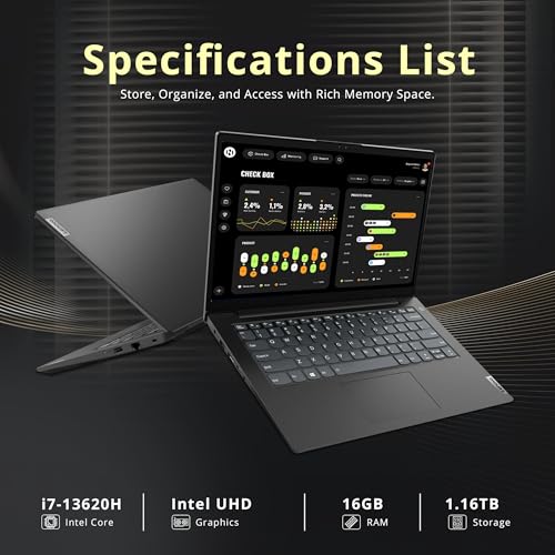 Lenovo V14 14" FHD Business Laptop, Intel i7-13620H, 16GB DDR4 RAM, 1.16TB Storage(1TB SSD+160GB Docking Station Set), ‎Intel UHD Graphics, Wi-Fi 6, Webcam, Windows 11 Pro, Black