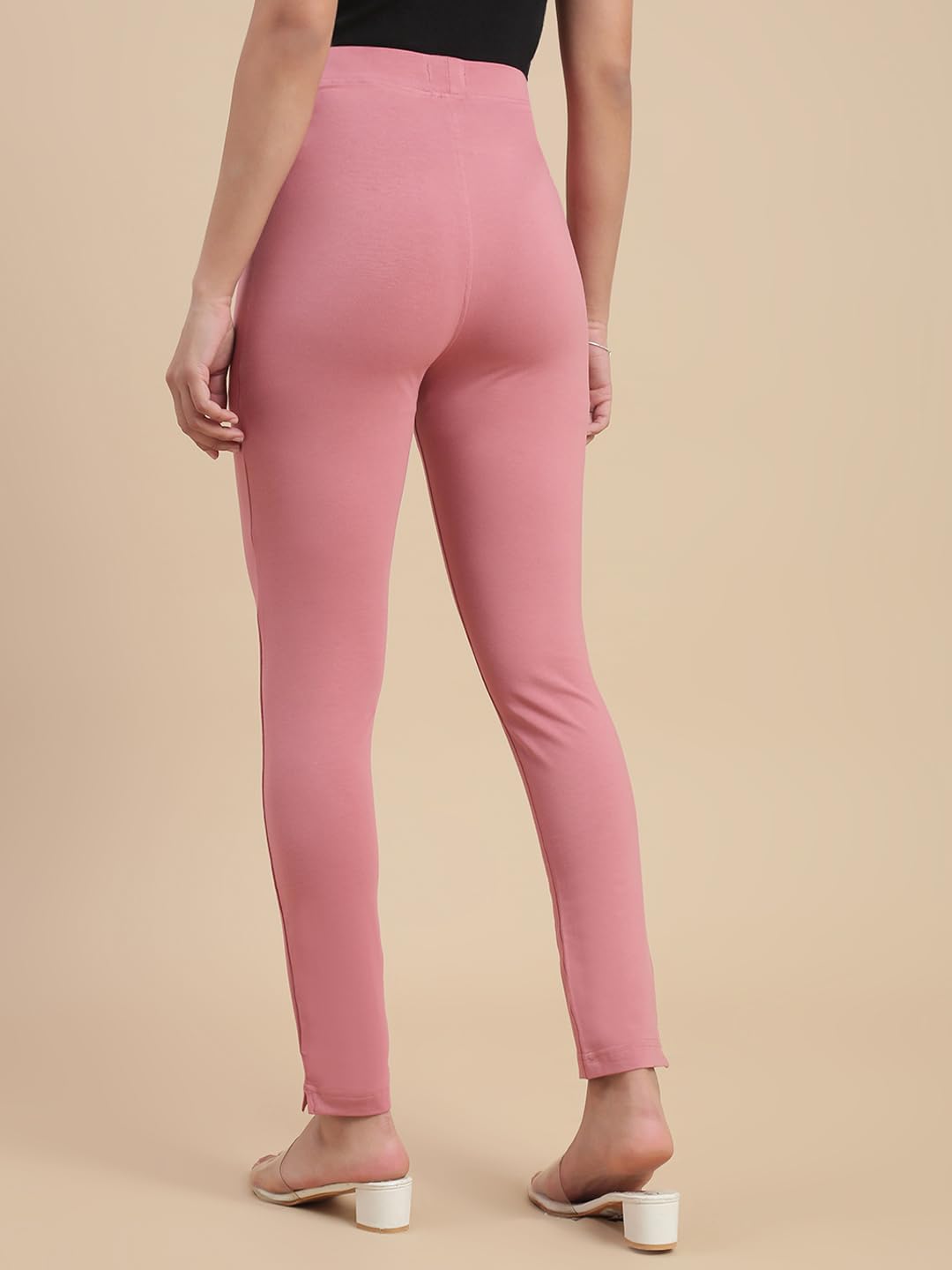 De Moza Women Comfort Fit Kurti Pant - Dusty Pink | 95% Cotton 5% Elastane | Mid Rise | 1 Pocket | Casual & Office Wear