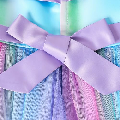 Hopscotch Girls Multi Short Sleeves Oversized Bow Applique Gown for Age (8-10 Years)