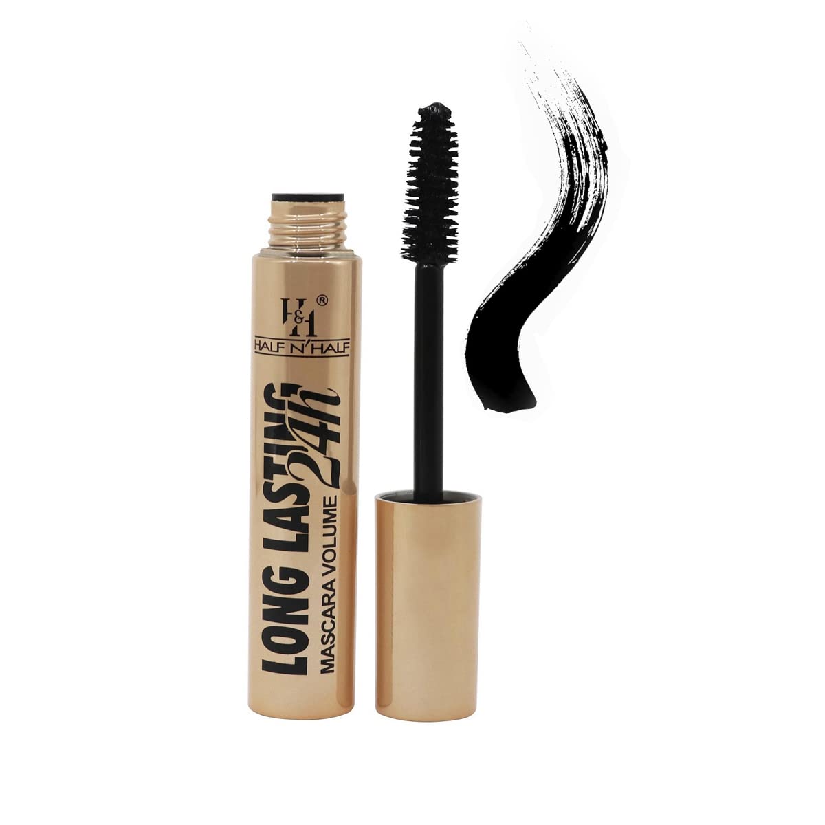 Half N Half 24H Long Lasting Super Waterproof Mascara with Defined Volume without Clump which gives Lashes Intense volume | Suitable for Sensitive Eyes | Soft Fiber Brush | Black | 11ml