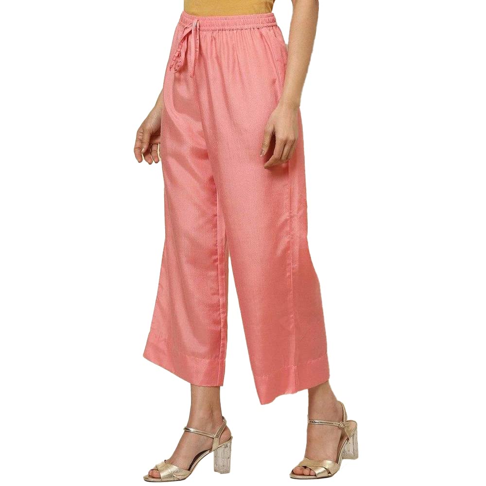 BIBA Polyester Woven Womens Palazzo (Pink,Large)