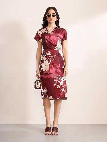 Kazo Marsala Midi Dress (Multicolor XS)