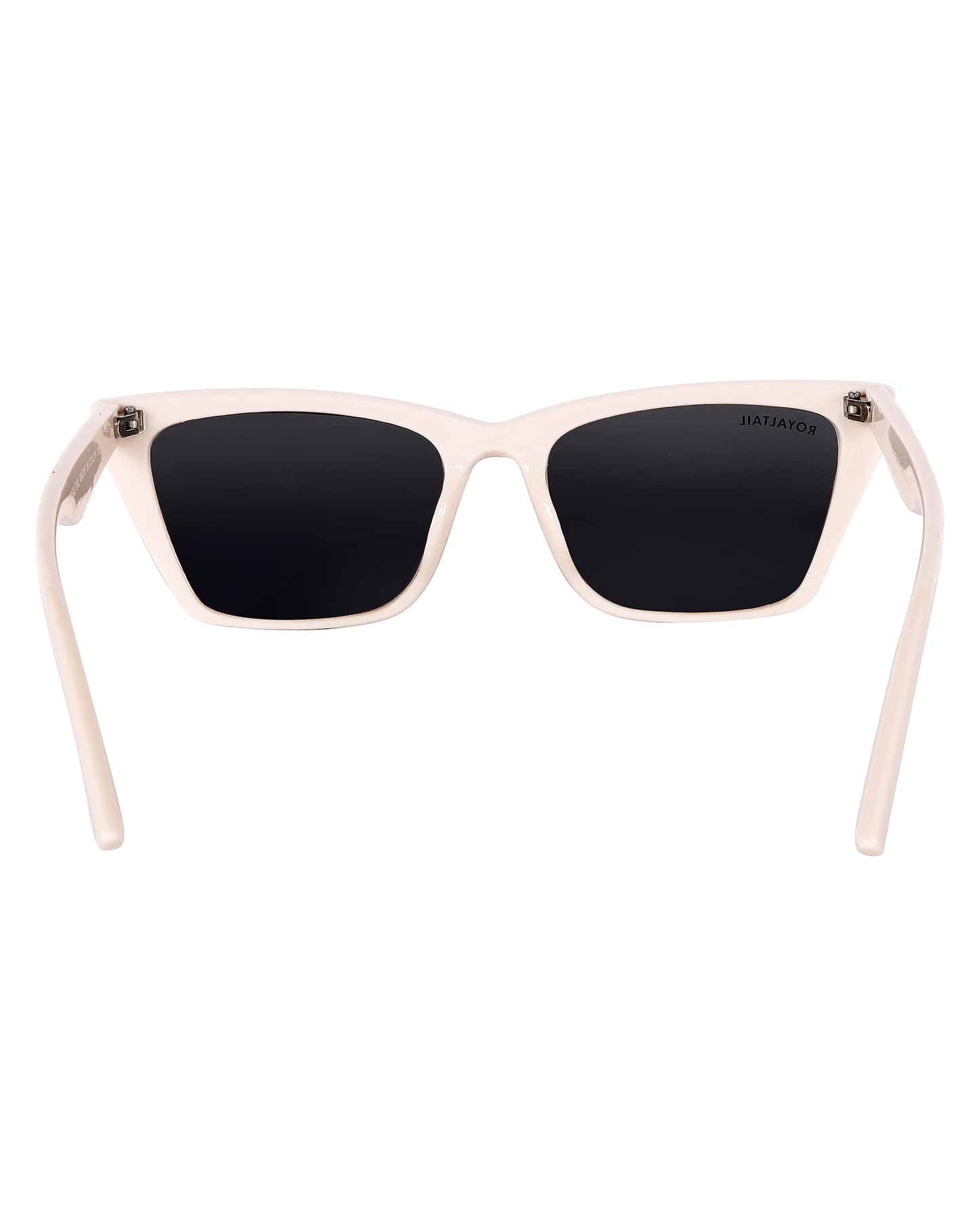 Royaltail Cat Eye Shape Sunglasses Cream Frame & Black Square Glass Unisex 100% UV Protected | For Men & Women | For Protection, Safety, Party, Styling