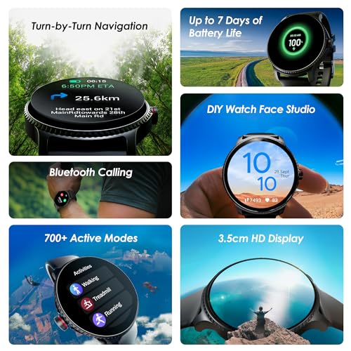 boAt Newly Launched Lunar Discovery w/ 1.39" (3.5 cm) HD Display, Turn-by-Turn Navigation, DIY Watch Face Studio, Bluetooth Calling, Emergency SOS, QR Tray, Smart Watch for Men & Women(Active Black)