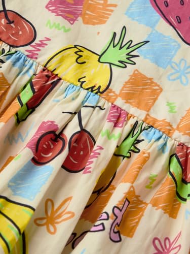 The Souled Store Summer Sweet Girls Short Sleeves Round Neck Multi Colored All Over Printed A Line Cotton Dresses (2-8 Yrs)