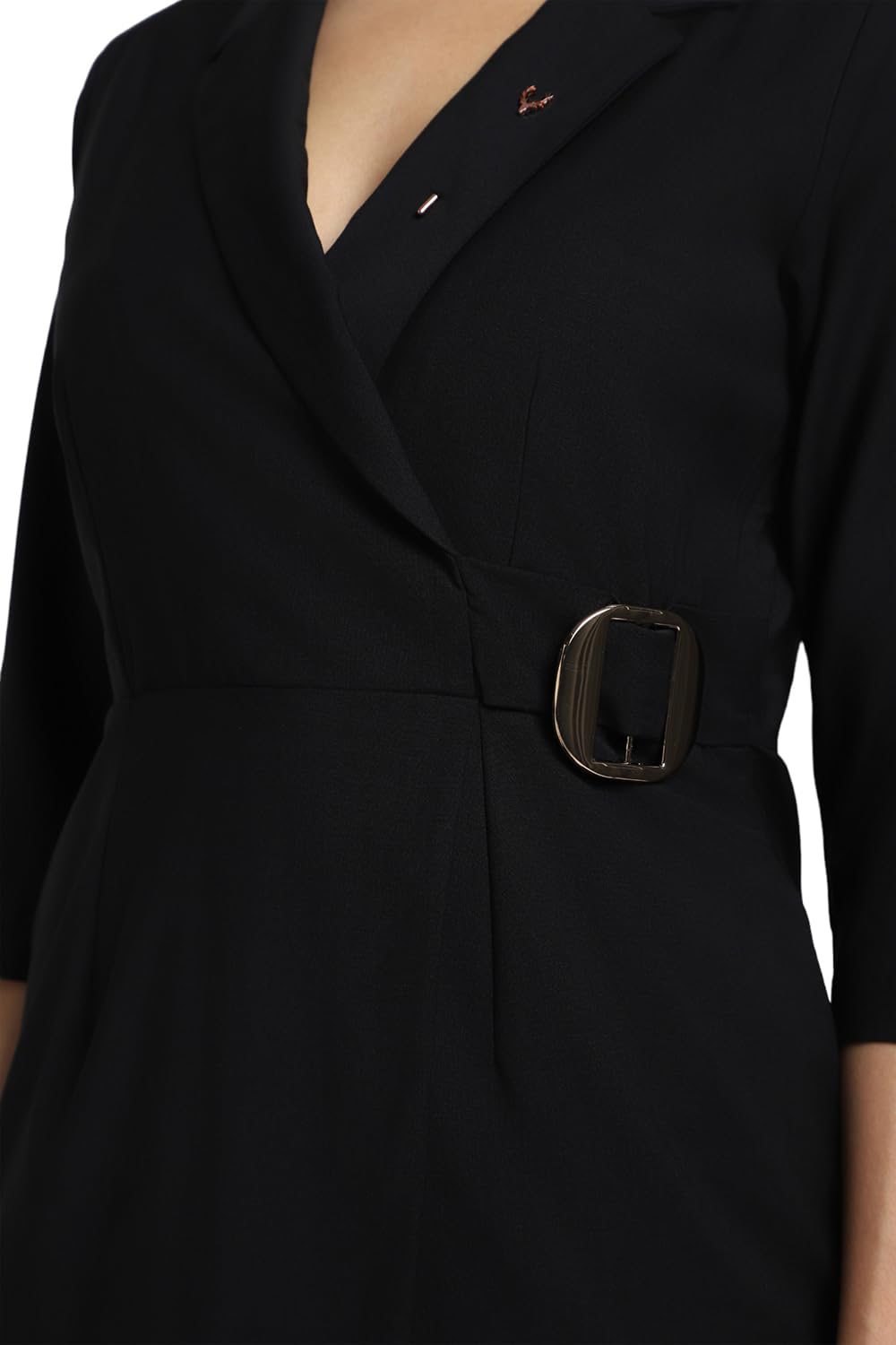 Allen Solly Women's Wool Blend Modern Knee Length Dress (AHDRWRGFT79258_Black