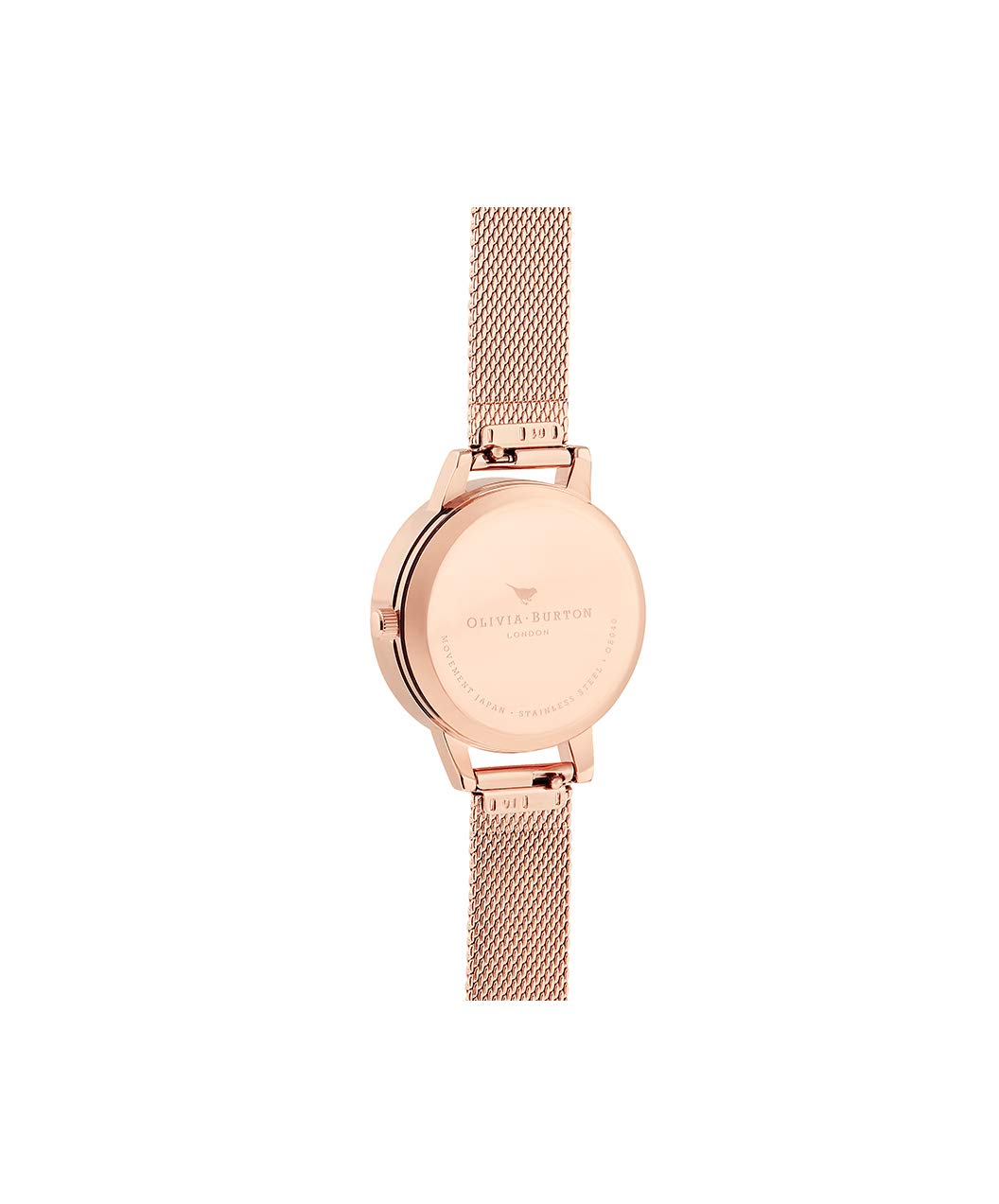 Olivia burton 3D Butterfly Qtz Basic Grey & Butterfly Round Dial Women's Watch|Ionic Plated Rose Gold Steel Material|Gold Color Band - OB16MB28