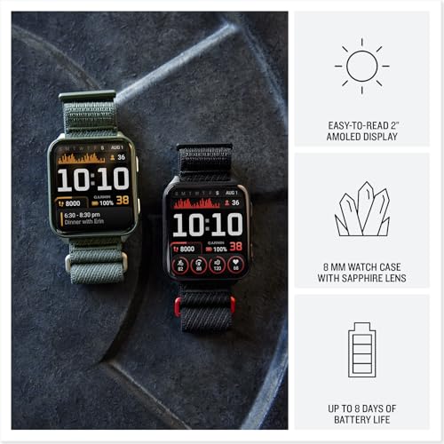 Garmin® Venu® X1, Thin and Lightweight GPS Smartwatch, AMOLED Display, Advanced Health and Fitness Features, Moss with Titanium Caseback and Moss ComfortFit Nylon Band