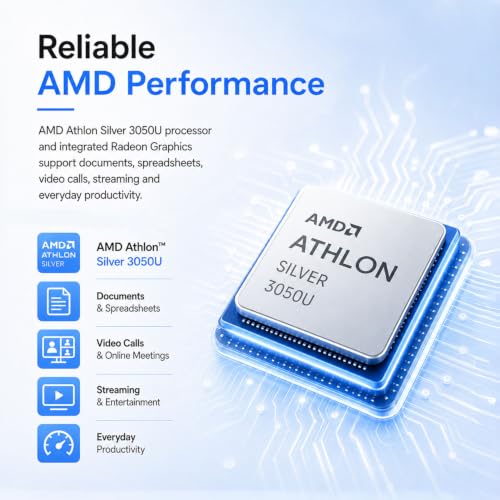 Lenovo IdeaPad 1 15.6“ Laptop | AMD Athlon Processor | 8GB RAM | 128GB eMMC | Full-Size Keyboard & Numepad | Wi-Fi 6 | Win 11 | Privacy Webcam | for School, Home and Everyday Use