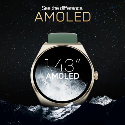 Fire-Boltt Phoenix Nova Smartwatch 1.43” Slim Super AMOLED Display, 466x466 Pixel Always-On Display, Bluetooth Calling, Health Tracker for Men & Women Mist Jade