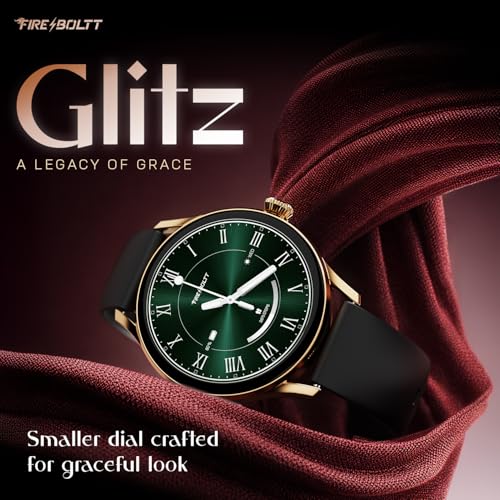 Fire-Boltt Glitz Women Smart Watch with 1.19” AMOLED Display, Bluetooth Calling, Rotating Crown, Always On Display, 1000 Nits Brightness, IP68 Waterproof Midnight Black
