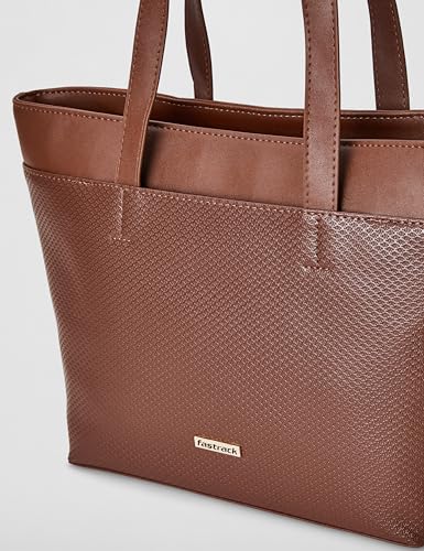 Fastrack Brown Dual Textured Tote Bag For Women