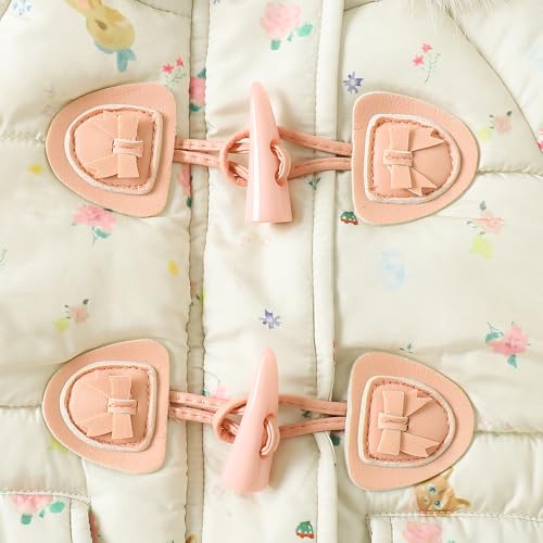 Hopscotch Girls Full Sleeves Beige Floral Bow Applique Long Coat For Ages(6-7 Years)