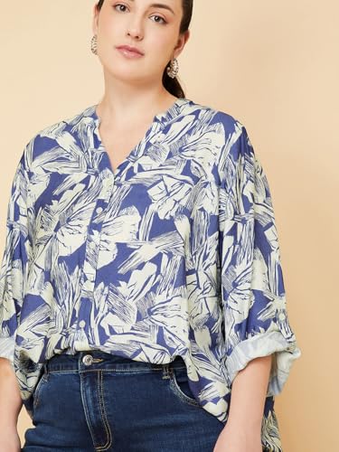 Max Women Printed Shirt (Blue_XXL)