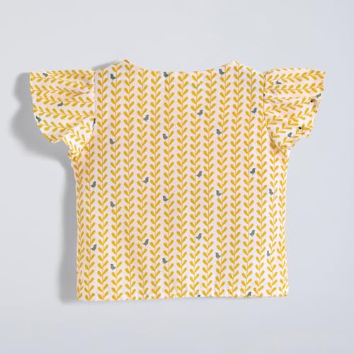 Hopscotch Girls Short Sleeves Graphic Print Yellow Blouse for Ages (4-5 Years)