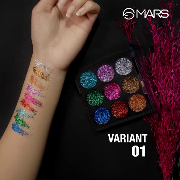 MARS Bling It On Glitter Eyeshadow Palette Shimmery Finish - 01 (Multicolor)