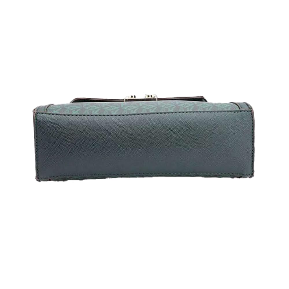 Anne Klein Solid Faux Leather Zipper Closure Women's Satchel Bag (Green, XL)