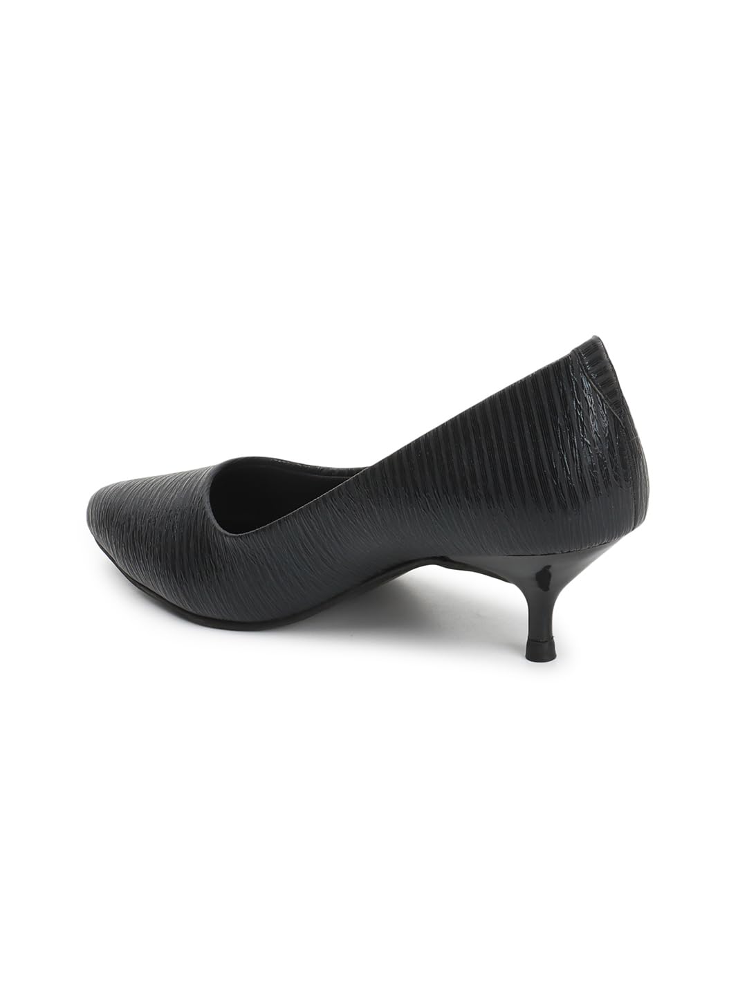 Carlton London Women Black Stylish Slip-on Pump Shoes with Stiletto Heels, Pointed Toe (39)