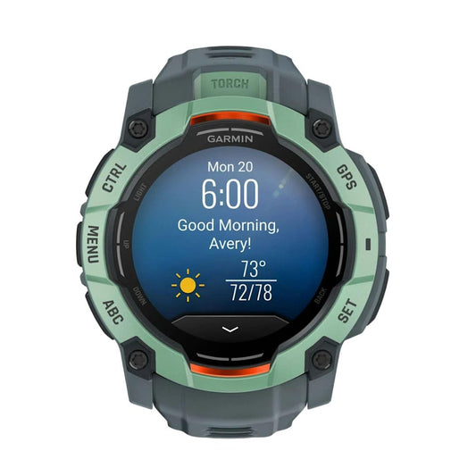 Garmin Instinct® 3 50mm, AMOLED Display, Rugged Outdoor GPS Smartwatch, Metal-Reinforced Bezel, Built-in Flashlight, Up to 18 Days of Battery Life, Neo Tropic/Twilight