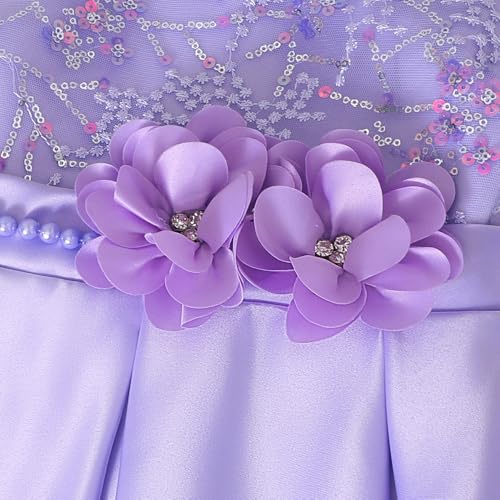 Hopscotch Girls Purple Full Sleeves Sequinned Floral Party Dress for Age (4-5 Years)