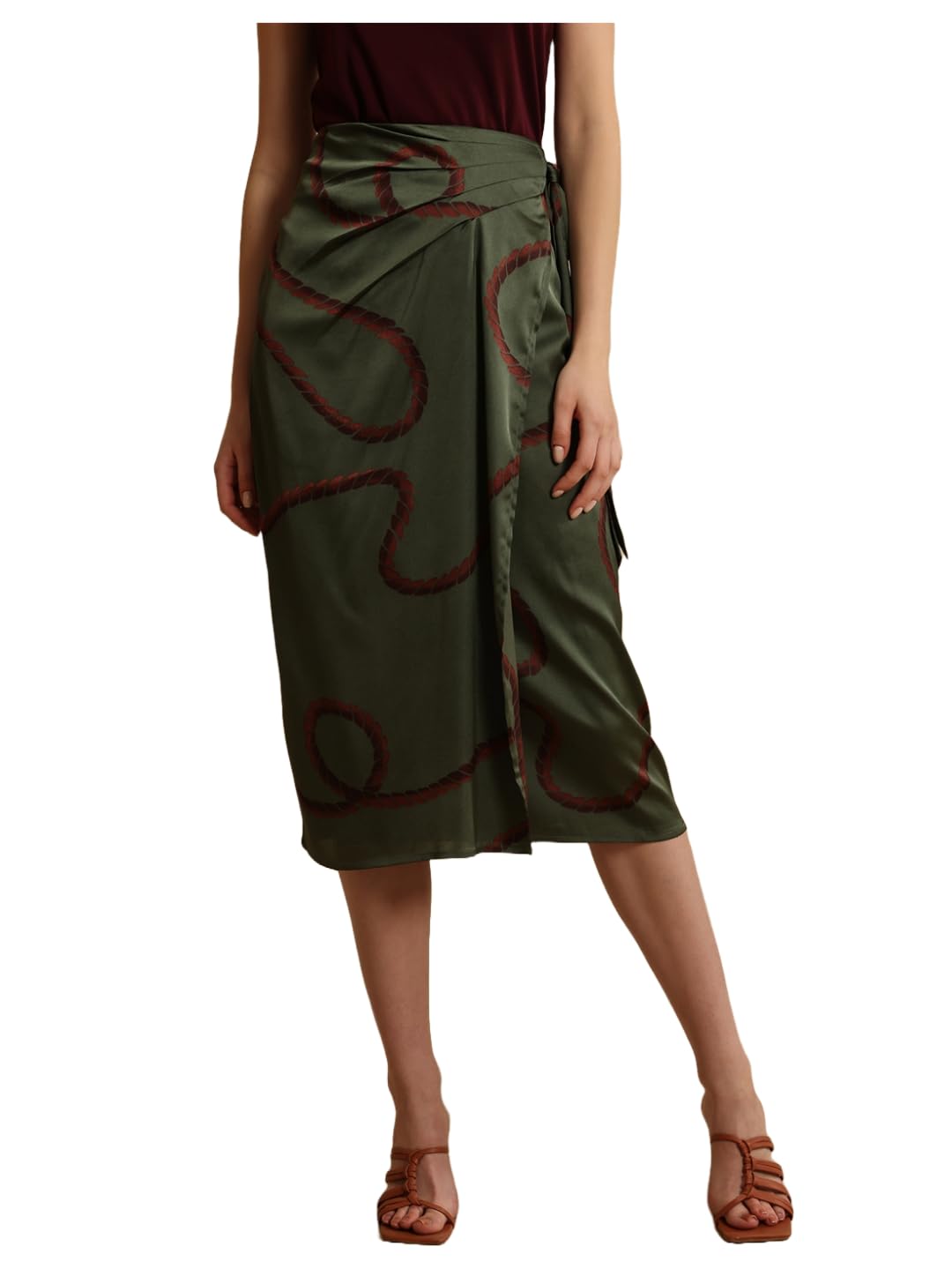 Kazo Yana Printed Skirt for Women Olive