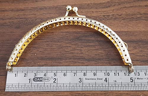 Tia Purse, Clutch Bag Making Metal Frames, Heavy Quality and Premium Finish (Golden Premium -Round-5Inch-4Pc)