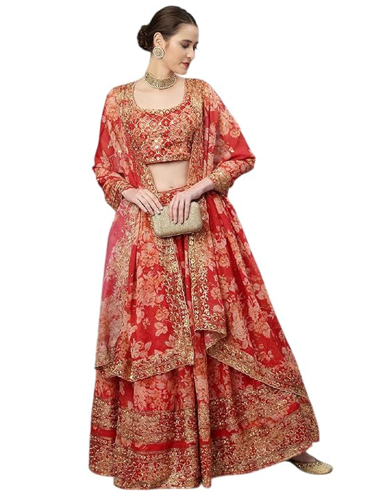 Girls Fashion Lehenga Choli Ethnic Wear Stylist Digital Printed Lehenga | Choli & Dupatta Set, Pack