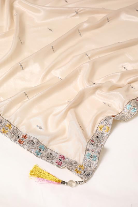 Soch Womens Beige Chinon Blend Embroidered Ghagra Choli With Sequins