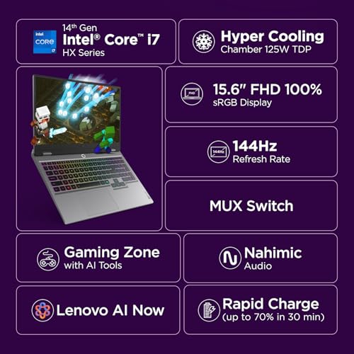 Lenovo LOQ Intel Core i7-14700HX | NVIDIA RTX 5060 8GB (16GB RAM/1TB SSD/FHD IPS/144Hz Refresh Rate/572 AI TOPS/15.6" (39.6cm)/Windows 11/Office 2024/Grey/2.4Kg), 83JE01N6IN Gaming Laptop
