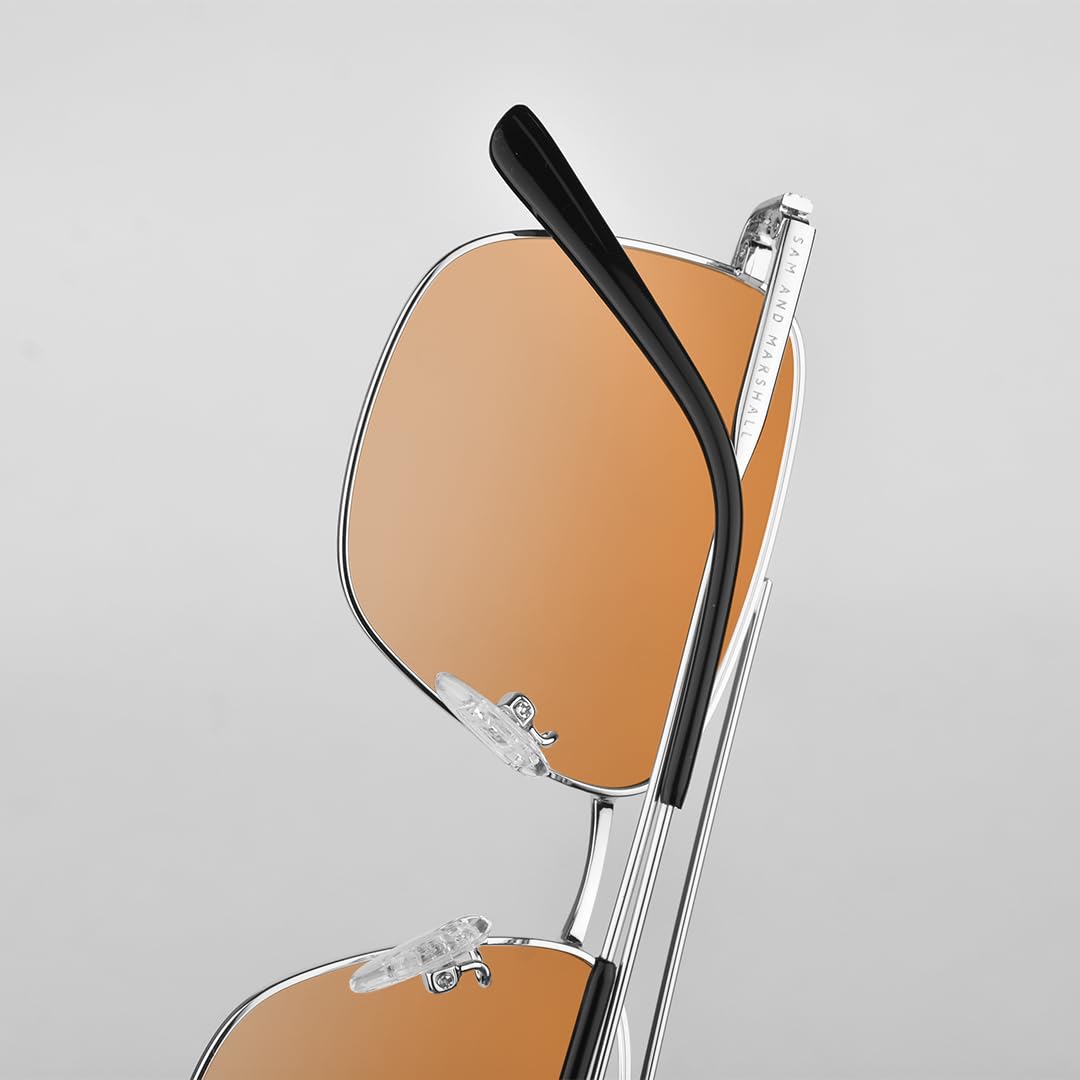 SAM AND MARSHALL VEIN Sunglass I 400% UV Protection I Metal Sunglass I Square Sunglass I Double Bar I Unisex