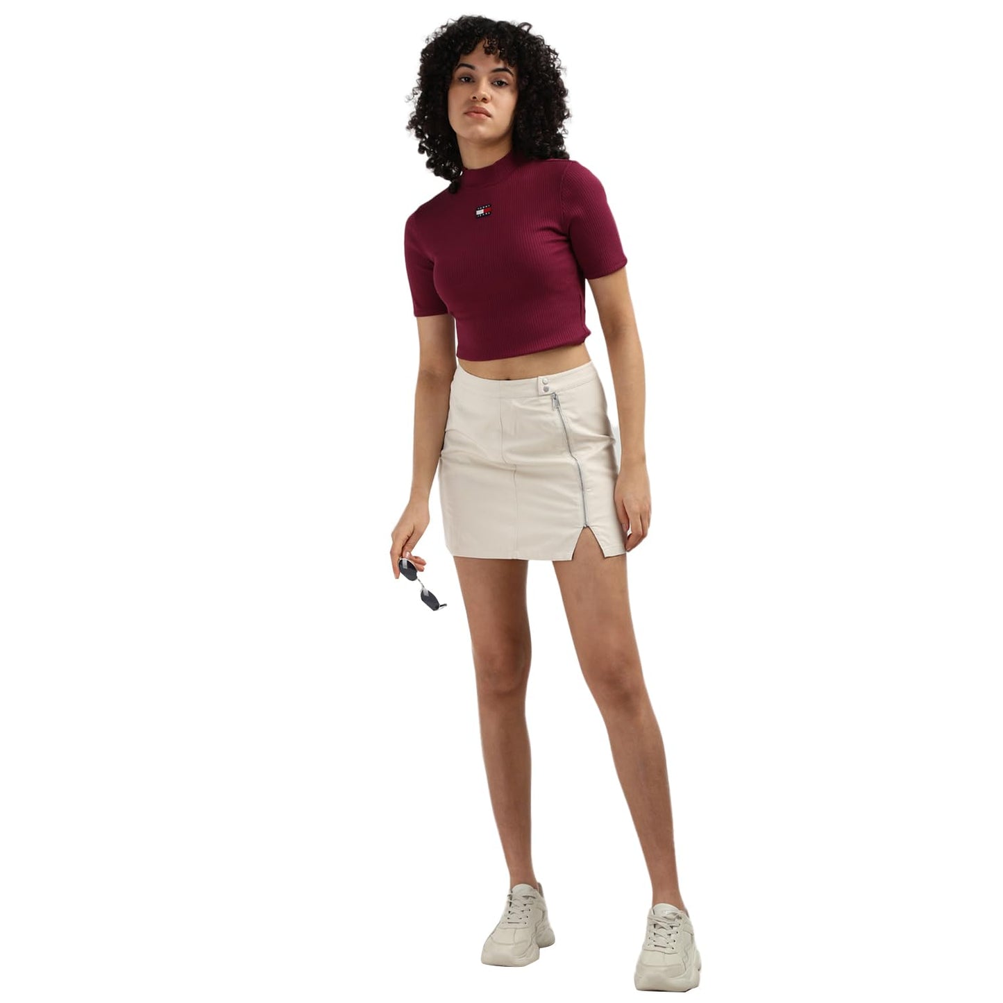 Tommy Hilfiger Beige Tencel Solid Women Slim Fit Skirt