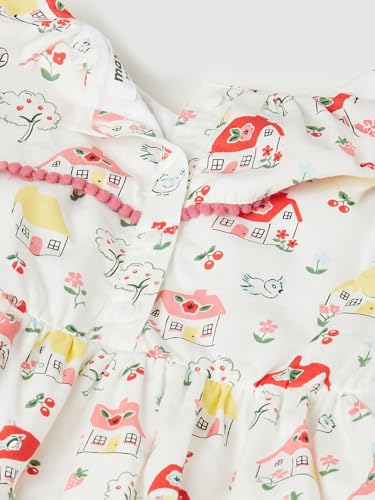 Max Girls Printed A-line Dress(Off White_3-4 Y)